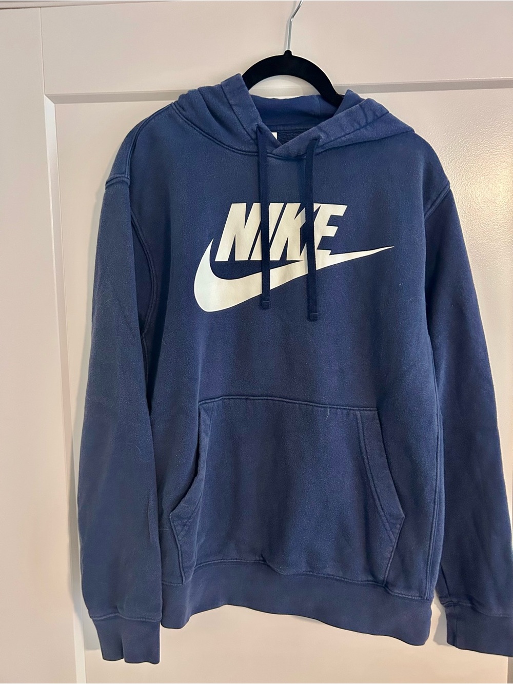 Nike Navy Blue Pullover Hoodie with White Logo